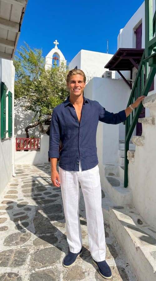 Linen shirt navy