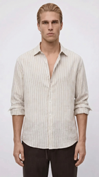 Linen stripped shirt brown