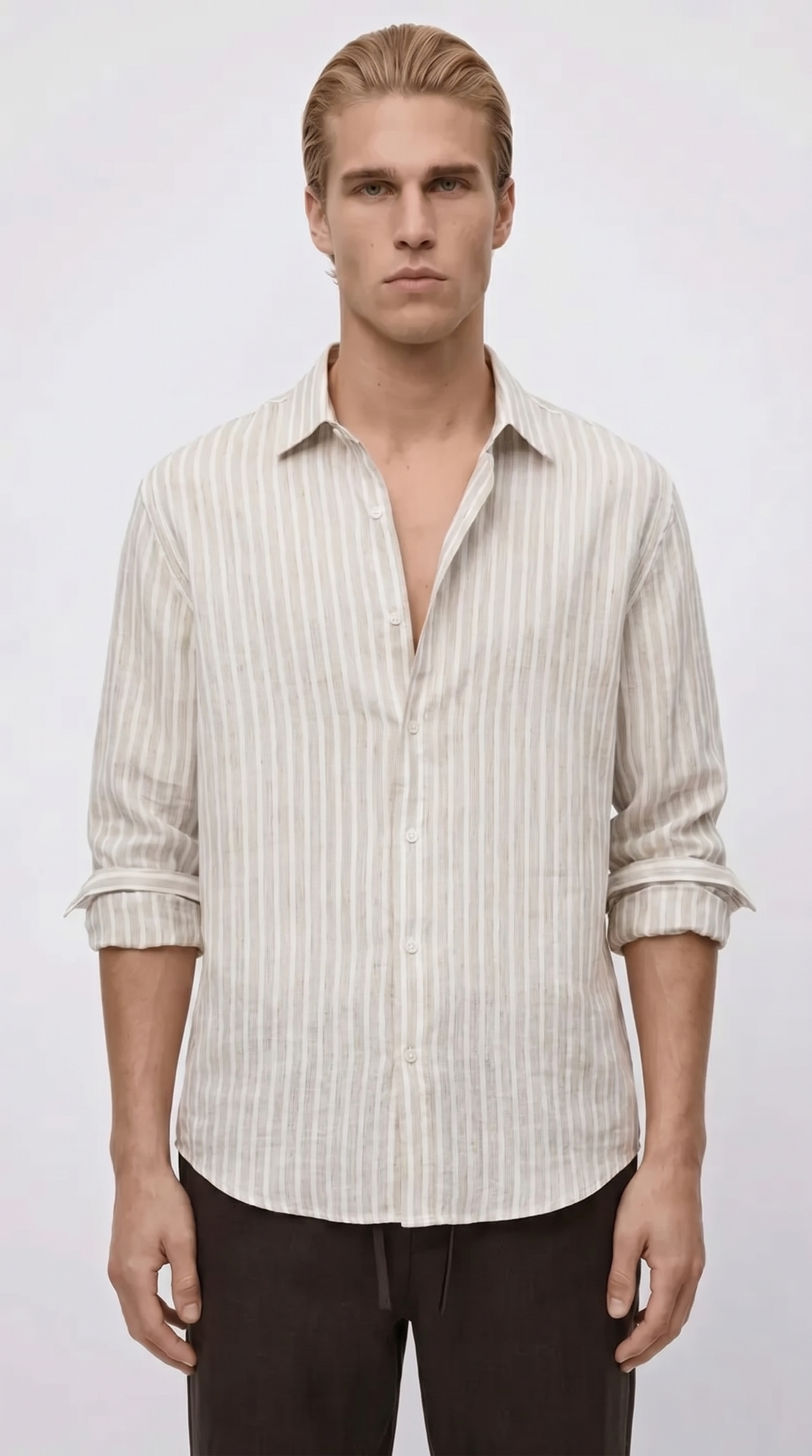 Linen stripped shirt brown