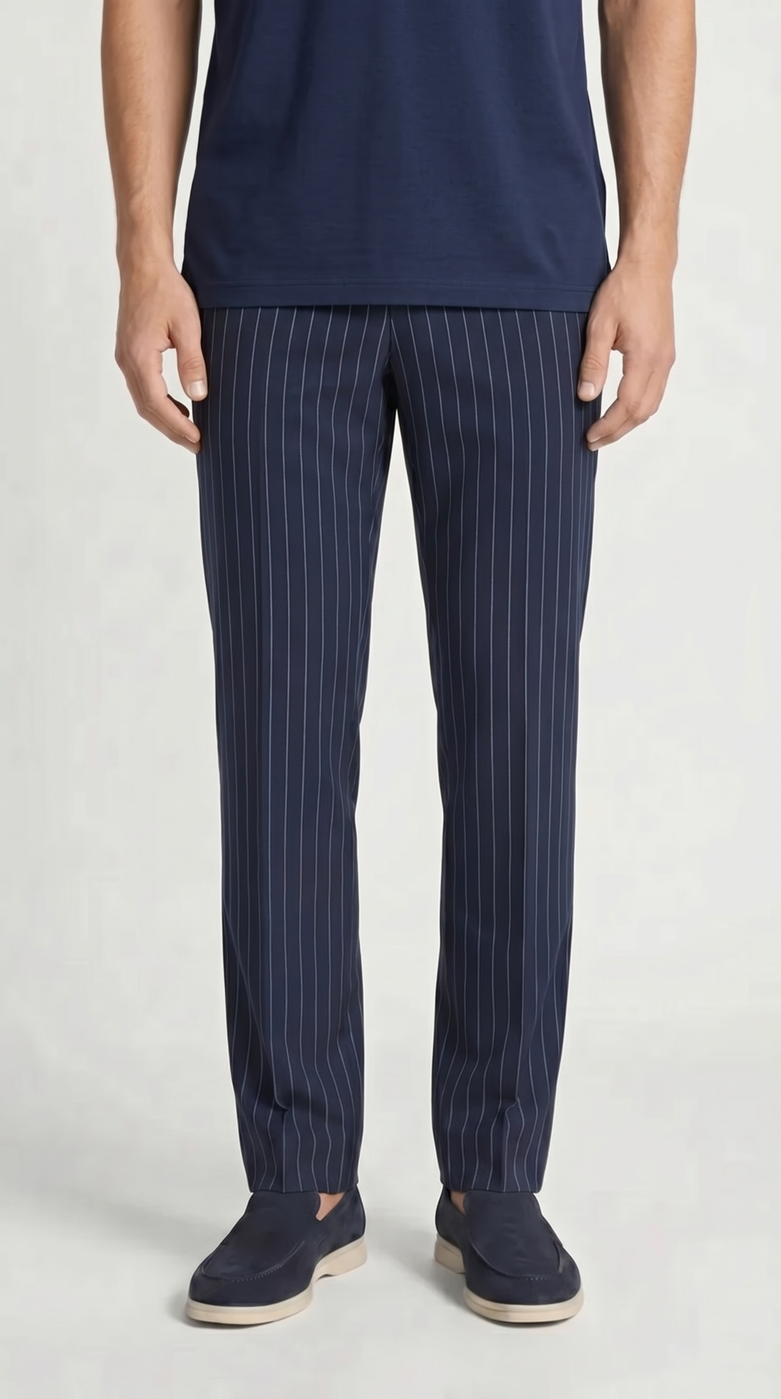 Relaxed fit stripped pant navy